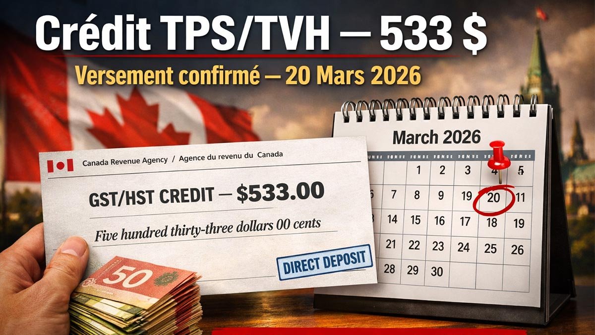 Crédit TPS/TVH de 533 $ : L'ARC Confirme le Versement Final le 20 Mars 2026
